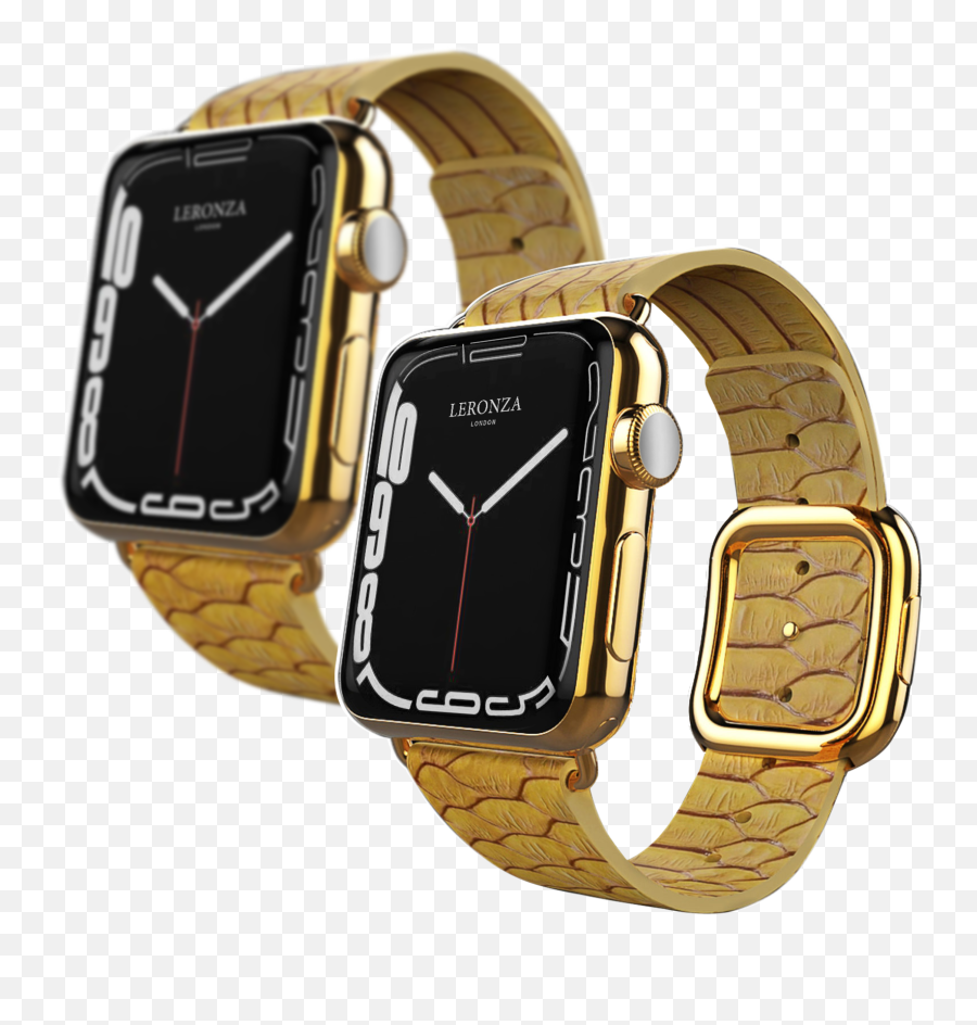 Luxury Apple Watch Series 7 With Gold Python Strap - Leronza Emoji,Iphone Emojis Colored Faces