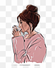 Lady Girl Drinking Coffee Sticker - Girl Drinking Coffee Drawing Emoji,Coffee Drinking Emoji