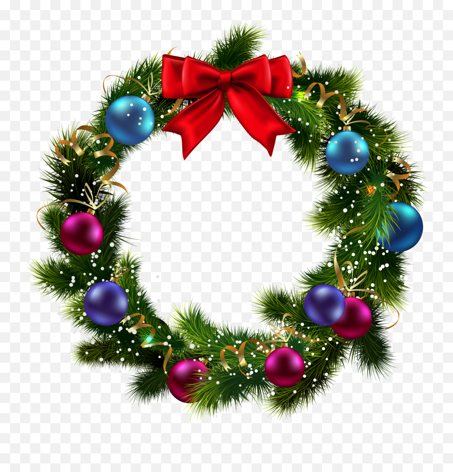 Transparent Christmas Decorated Wreath - Christmas Wreath Clipart Png Emoji,Holiday Wreath Emoji