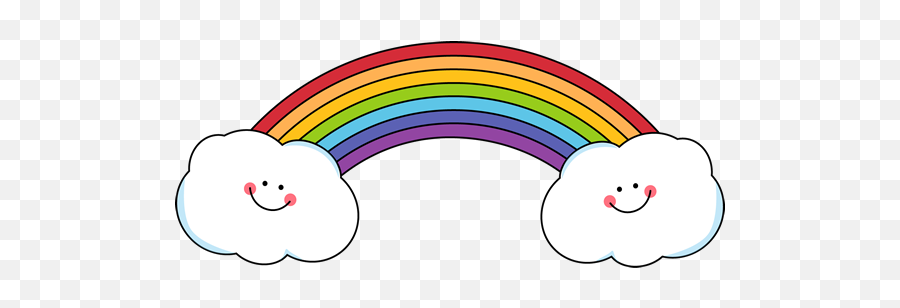 Rainbow And Smiling Clouds Clip Art - Rainbow Clipart Emoji,Blowing Raspberries Emoji