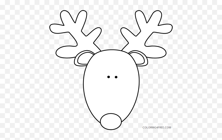 Reindeer Outline Coloring Pages Reindeer Head Printable - Easy How To Draw A Reindeer Face Emoji,Alien Emoji Head Pinata