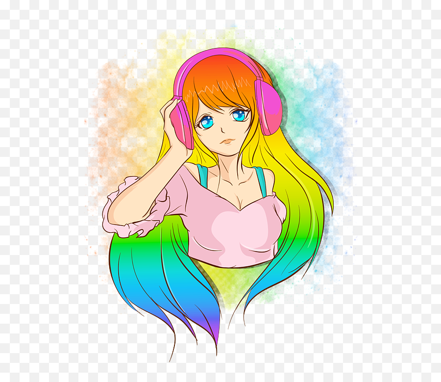 Japanese Anime Girl Rainbow Punk Kawaii - Anime Girls Rainbow Emoji,Cute Japanese Emojis Dust Mask