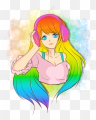 Japanese Anime Girl Rainbow Punk Kawaii - Anime Girls Rainbow Emoji,Cute Japanese Emojis Dust Mask