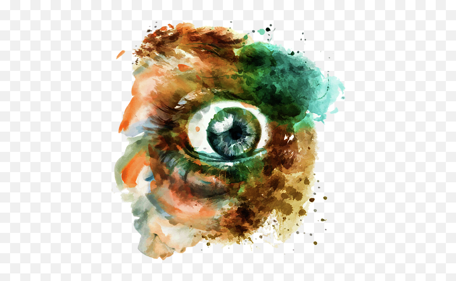 Fear Eye Watercolor Shower Curtain - Watercolor Painting Emoji,Eye Emotion Drawing