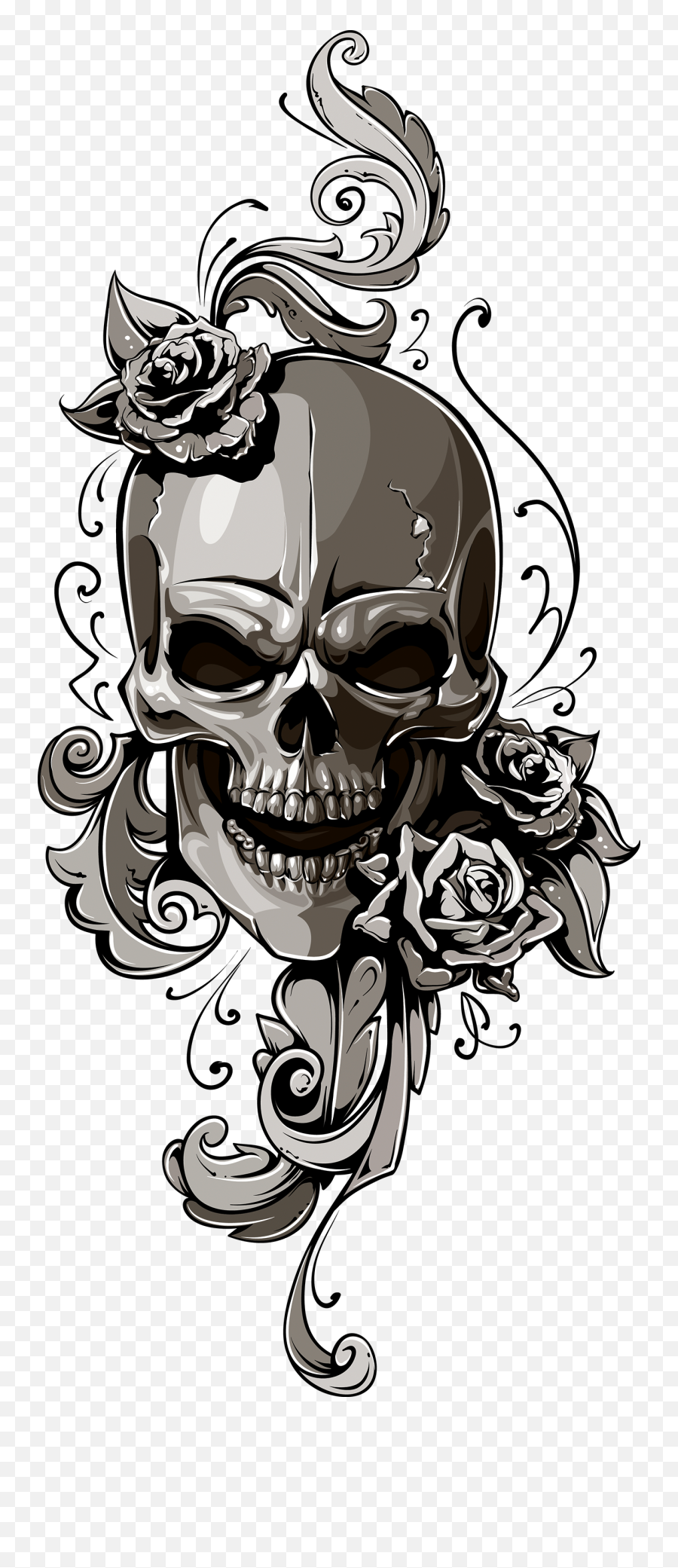 Mq Dead Skull Rose Roses Head Tattoo Sticker By Marras - Skull Old School Tattoos Emoji,Dead Skull Emoji