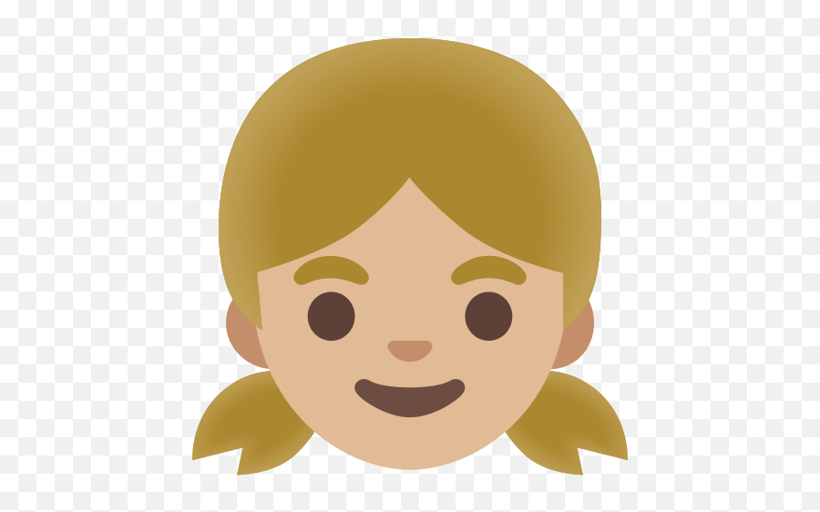 Girl With Medium Light Skin Tone - Girl Face Icon Png Emoji,Popular Emojis Young Girls