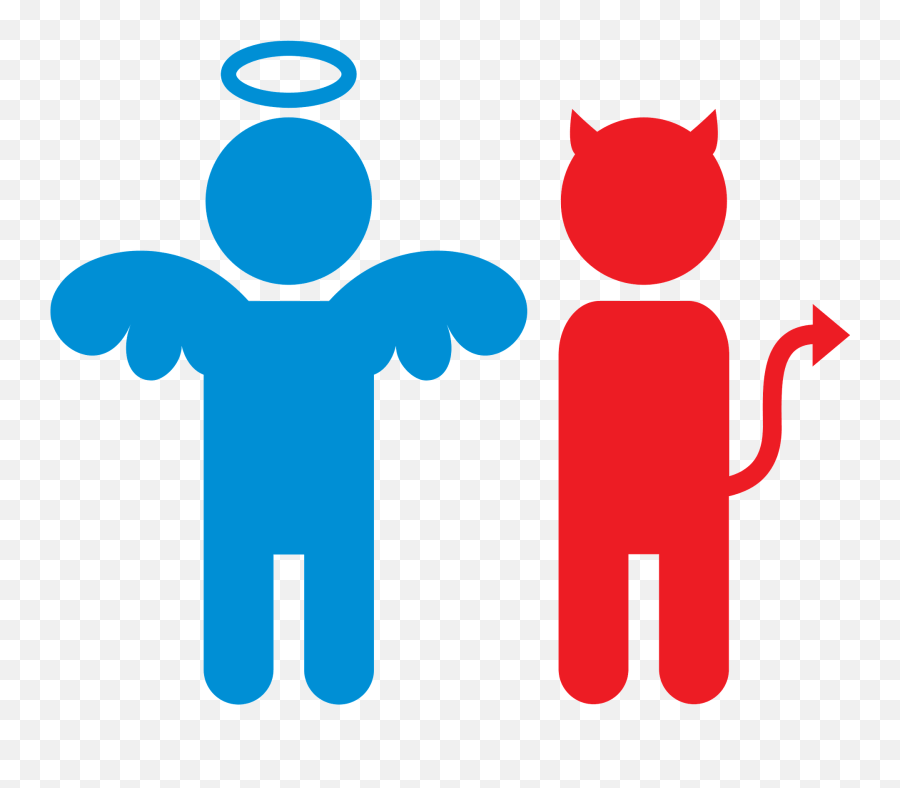 Angel And Devil Pictogram Clipart - Devil Angel Couple Clipart Emoji,2 Angels And 2 Devils Emoji