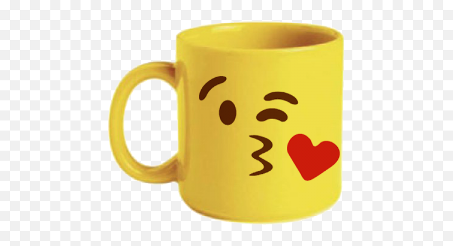 Caneca Amarela Emoji Beijo Apaixonado - Caneca De Emoji,Emoticon De Apaixonado