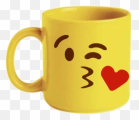 Caneca Amarela Emoji Beijo Apaixonado - Caneca De Emoji,Emoticon De Apaixonado