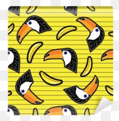 Seamless Pattern With Cartoon Patch Badges With Banana And Toucanfor T - Shirt Or Other Usesretro Style 80s90spop Art Stylestock Vector Wall Mural Russian Museum Emoji,80s Retro Emoticon