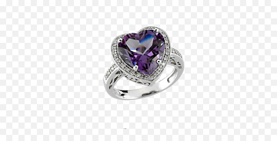 Amethyst Heart Ring U2013 Fashion Dresses - Amethyst Heart And Diamond White Gold Ring Emoji,Emotions Cubic Zirconia 10k Gold Swirl Ring