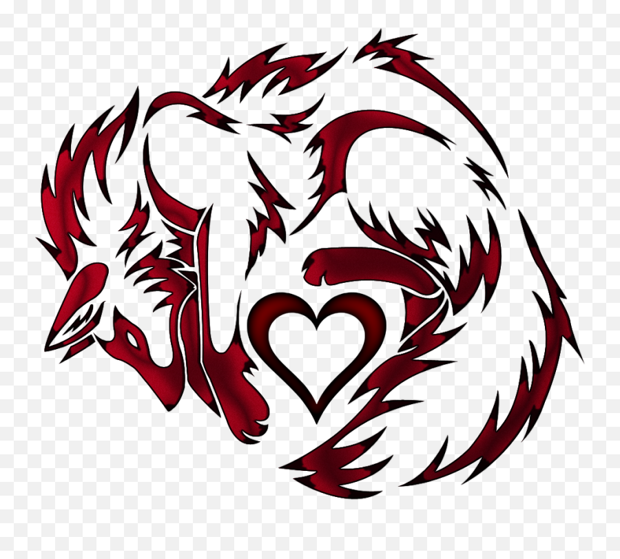 Nine - Tailed Fox Tattoo Kitsune Clip Art Wolf Heart Png Logo Emoji,Tribal Emoji Face Tattoo