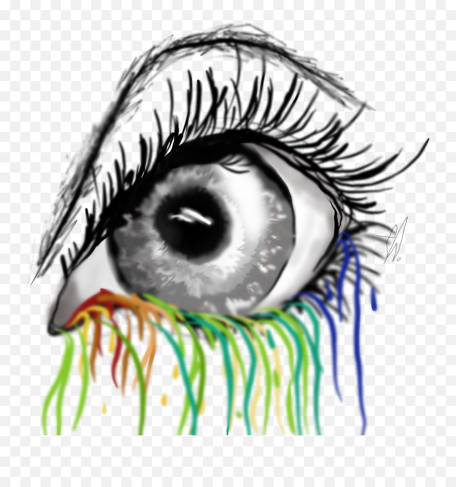 Rainbow Tears - Eyelash Extensions Emoji,Drawing Of Eye With Emotions
