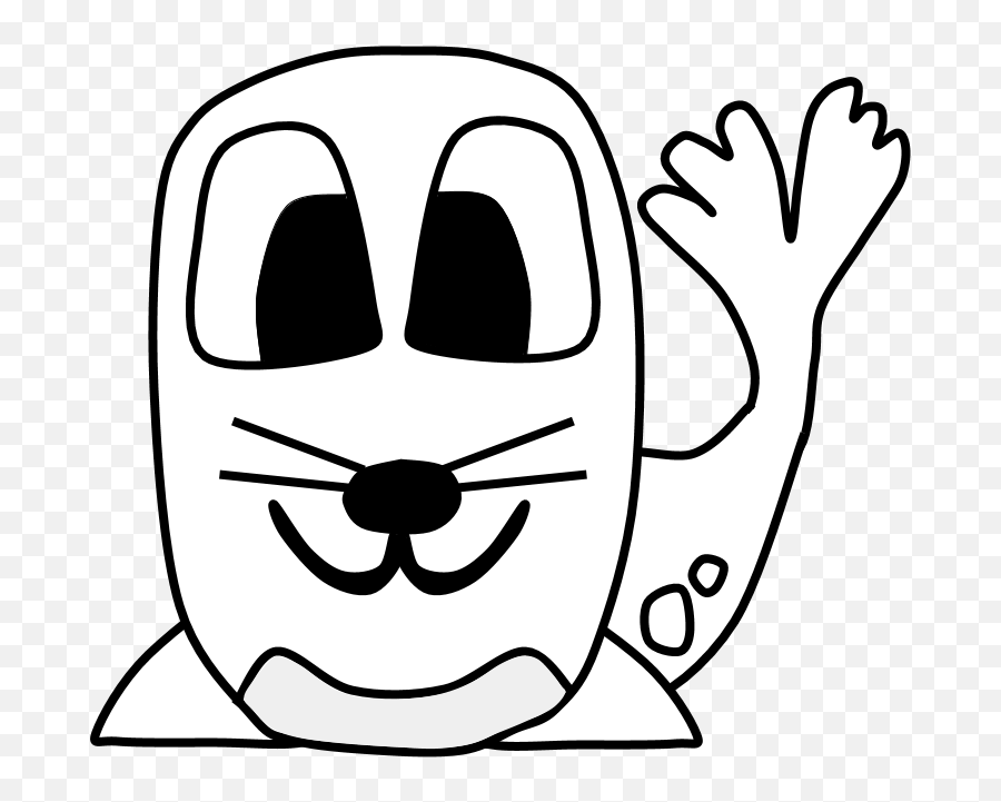 Seal Animal Png - Seal Big Eyes Black And White Cartoon Dot Emoji,Goggly Eye Emoticon