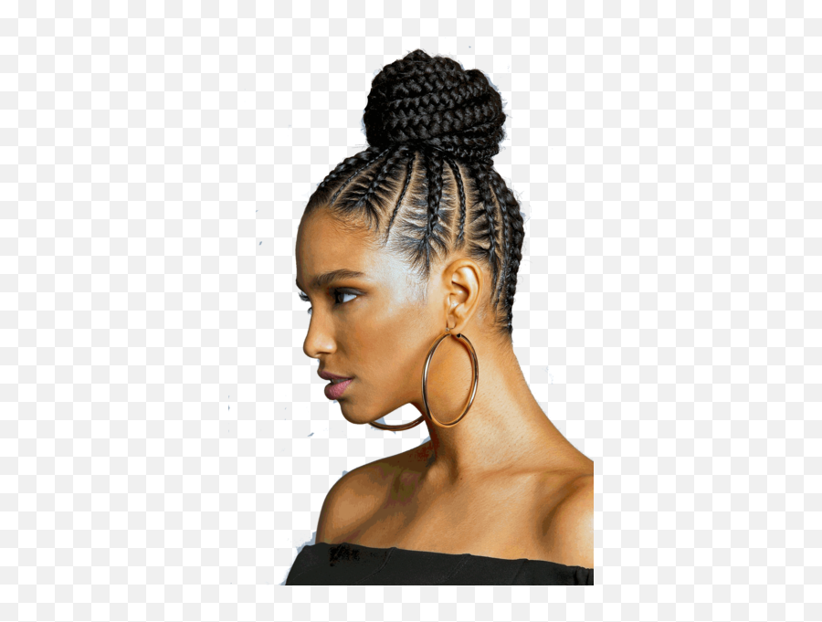 Short Braid Hair Style Png Official Psds - Black Hair Braided Bun Emoji,Emoji With Braids