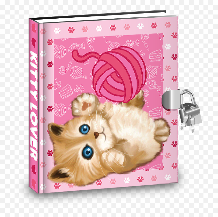 Gift Idea Kitty Cat Kids Diary With Lock U2013 Birthdaygalorecom - Girly Emoji,Lock Key Emoji Transparent