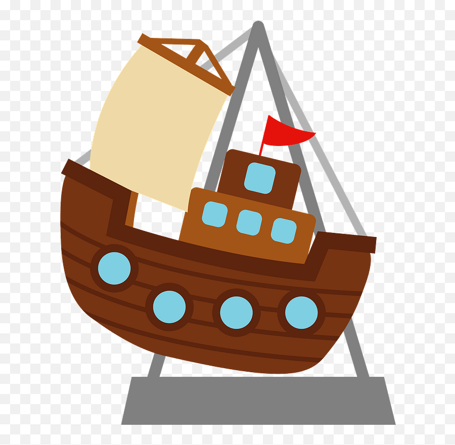 Pirate Ship Amusement Ride Clipart - Amusement Park Clipart Pirate Ship Emoji,Emoji Flag With A Boat