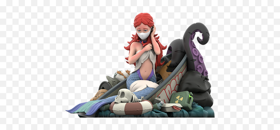 Mermaidu0027s Ruin Statue By Mighty Jaxx - Mermaid Ruin Abcnt Emoji,Little Mermaid Emoticon
