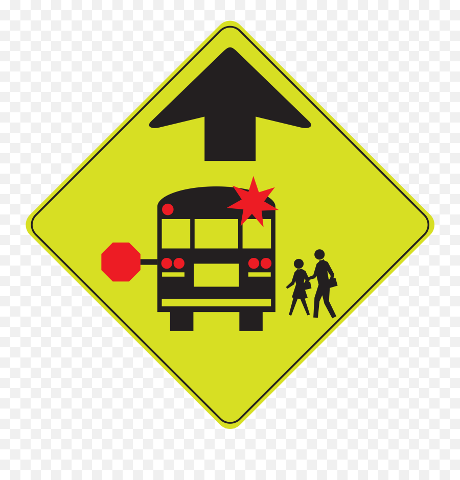 School Bus Stop Ahead Sign Clipart - Full Size Clipart School Bus Stop Ahead Sign Emoji,Awp Emoji