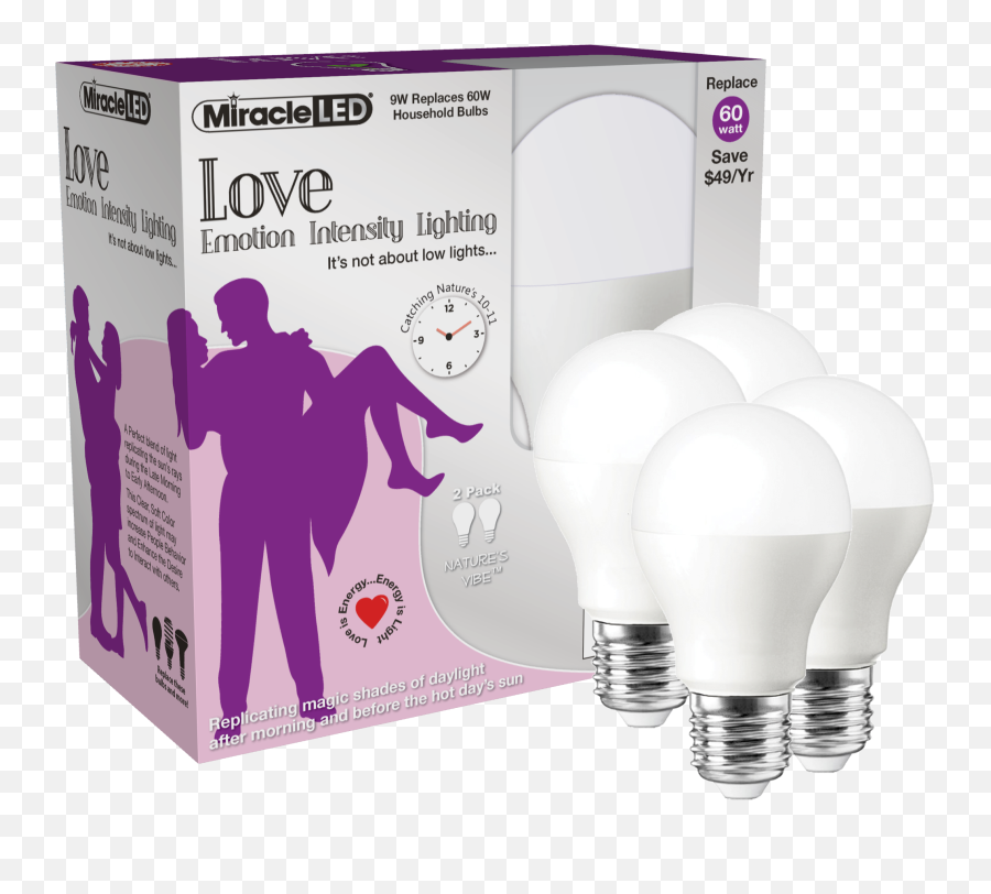 Miracle Led Love Emotion Intensity Led Light Bulb Replace 60w 2 - Pack Incandescent Light Bulb Emoji,Love Emotion Image