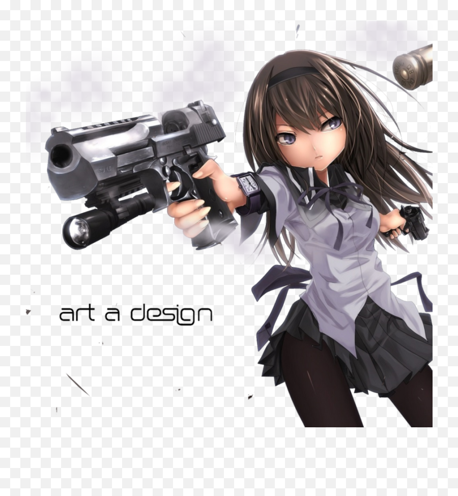 Hd Anime Gun Png - Anime Gun Girl Transparent Emoji,Emoji Holding Gun To Head