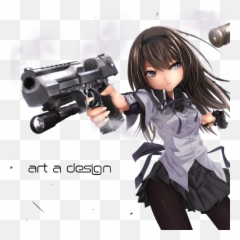 Hd Anime Gun Png - Anime Gun Girl Transparent Emoji,Emoji Holding Gun To Head