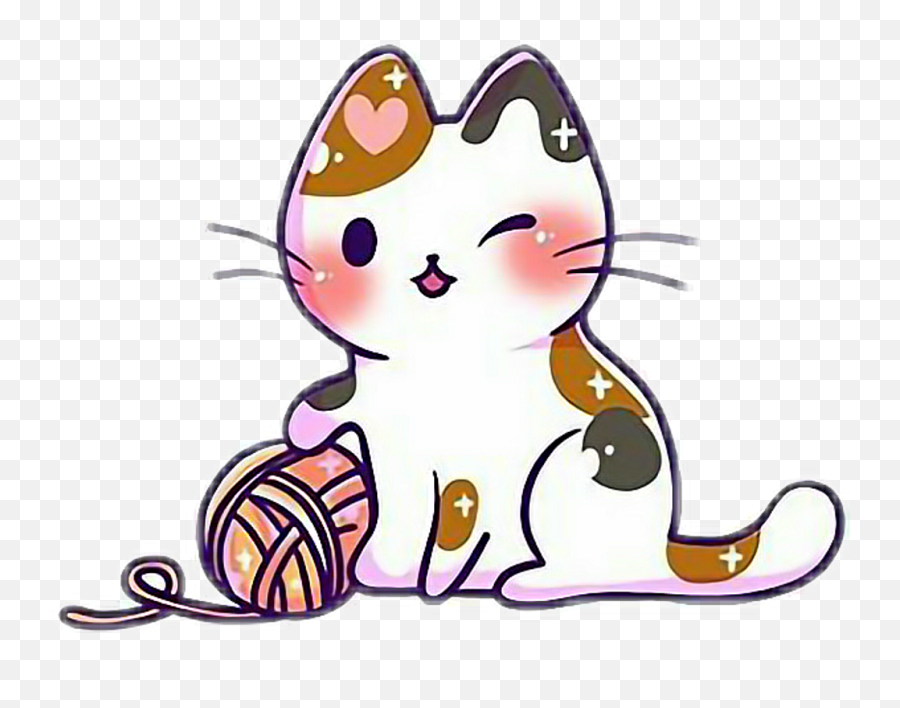 Kawaii - Kawaii Cat Clipart Emoji,Cartoon Cats Different Emotions