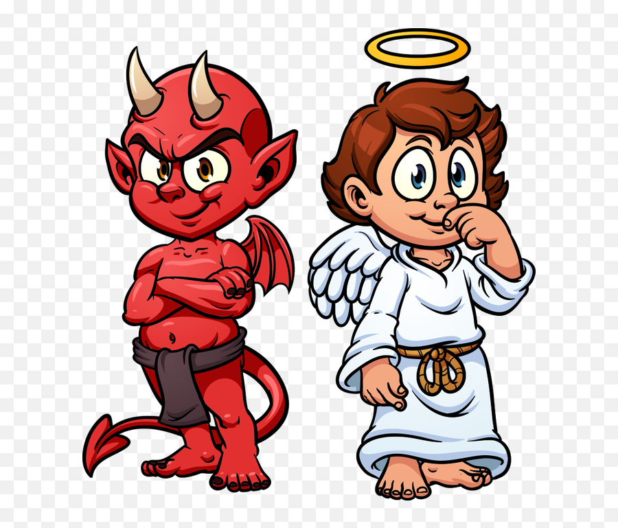 Pin - Cartoon Angel And The Devil Emoji,Emoticon Hunnid