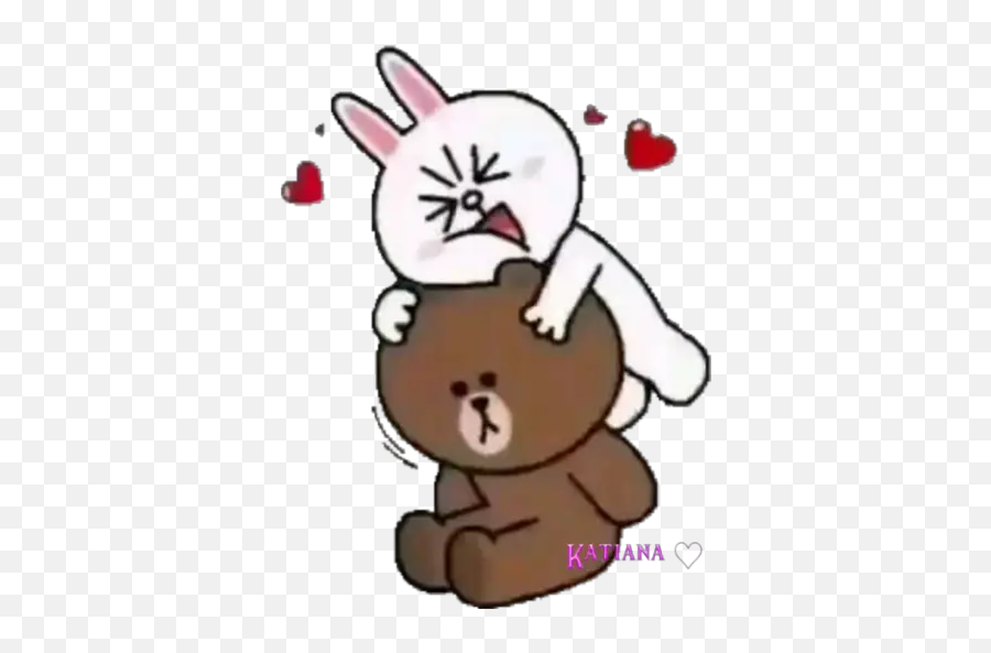 Katiana Stickers For Whatsapp - Hug Brown And Cony Gif Emoji,Teddy Bear Hug Emoticon On Whatsapp