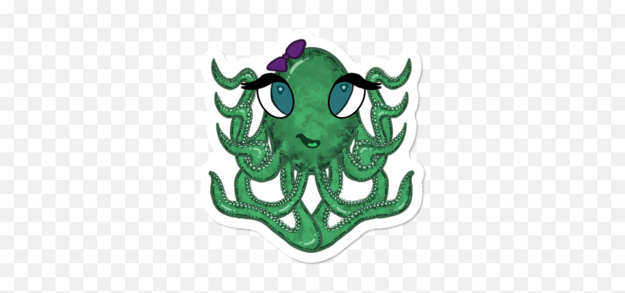 Broadcasters White Octopus Stickers Design By Humans - Common Octopus Emoji,Octopus Emoticon -emoji