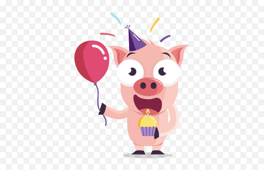 Birthday Stickers - Free Birthday And Party Stickers Pig On A Rainbow Emoji,Happy Birthday Emoticon In French