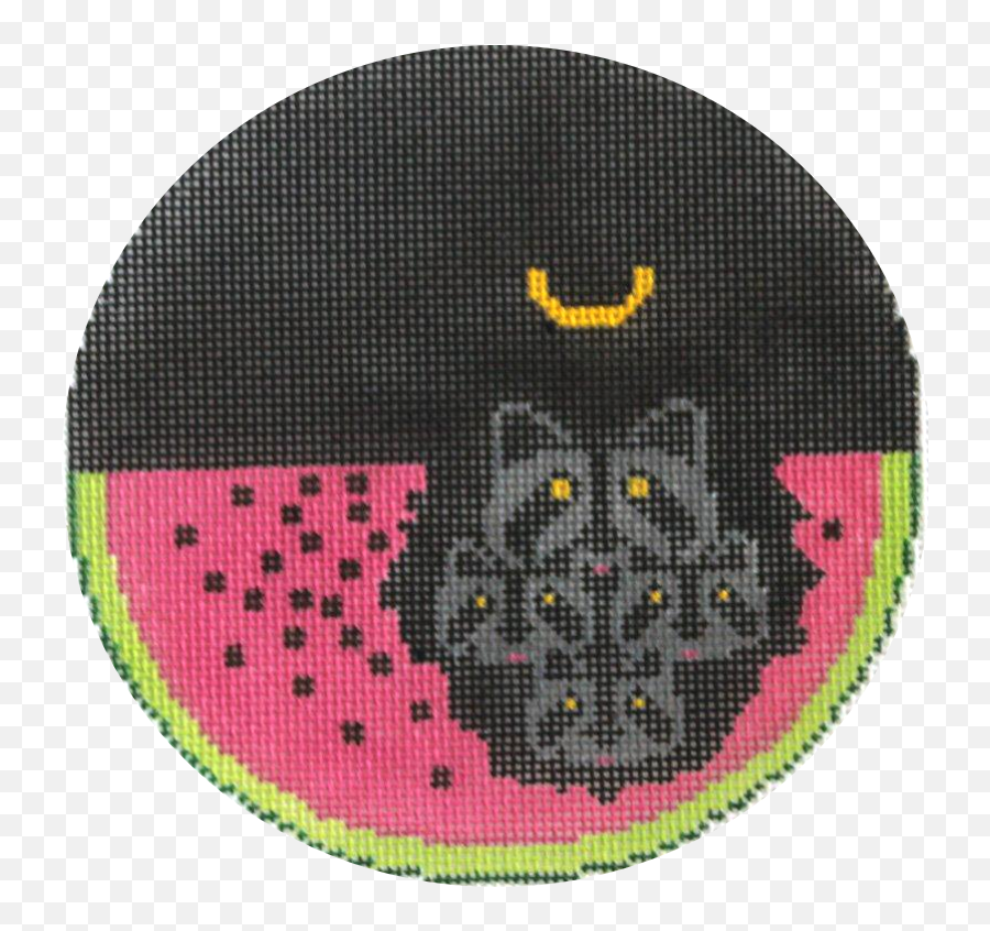 Charley Harper Needlepoint Ornament Watermelon Moon Emoji,Free Emoji Ornaments