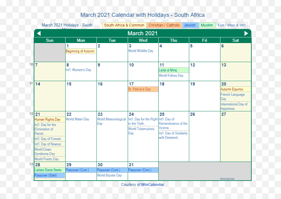 March 2021 Calendar With Holidays - South Africa Emoji,Purim Emojis