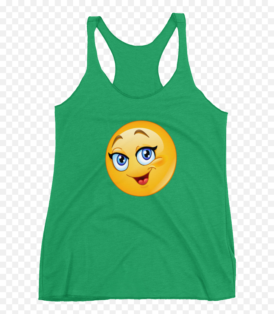 Smile Racerback Tank - Sleeveless Shirt Emoji,Green With Envy Emoji