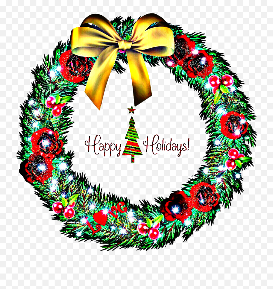 Wreath Christmas Tree Sticker - For Holiday Emoji,Holiday Wreath Emoji