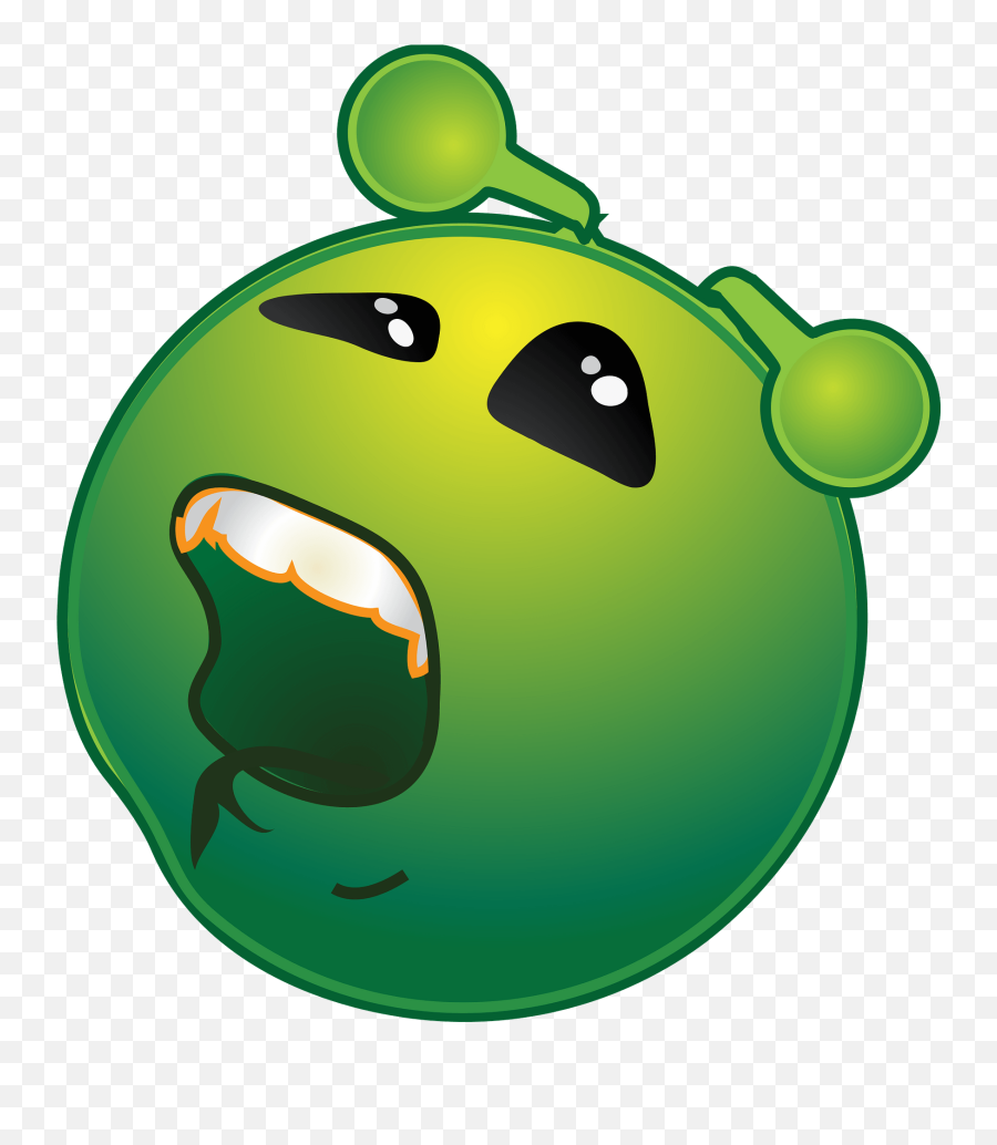 Smiley Green Alien Bored Clipart - Happy Emoji,Huff Emoji