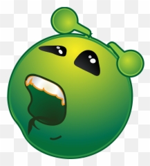 Smiley Green Alien Bored Clipart - Happy Emoji,Huff Emoji
