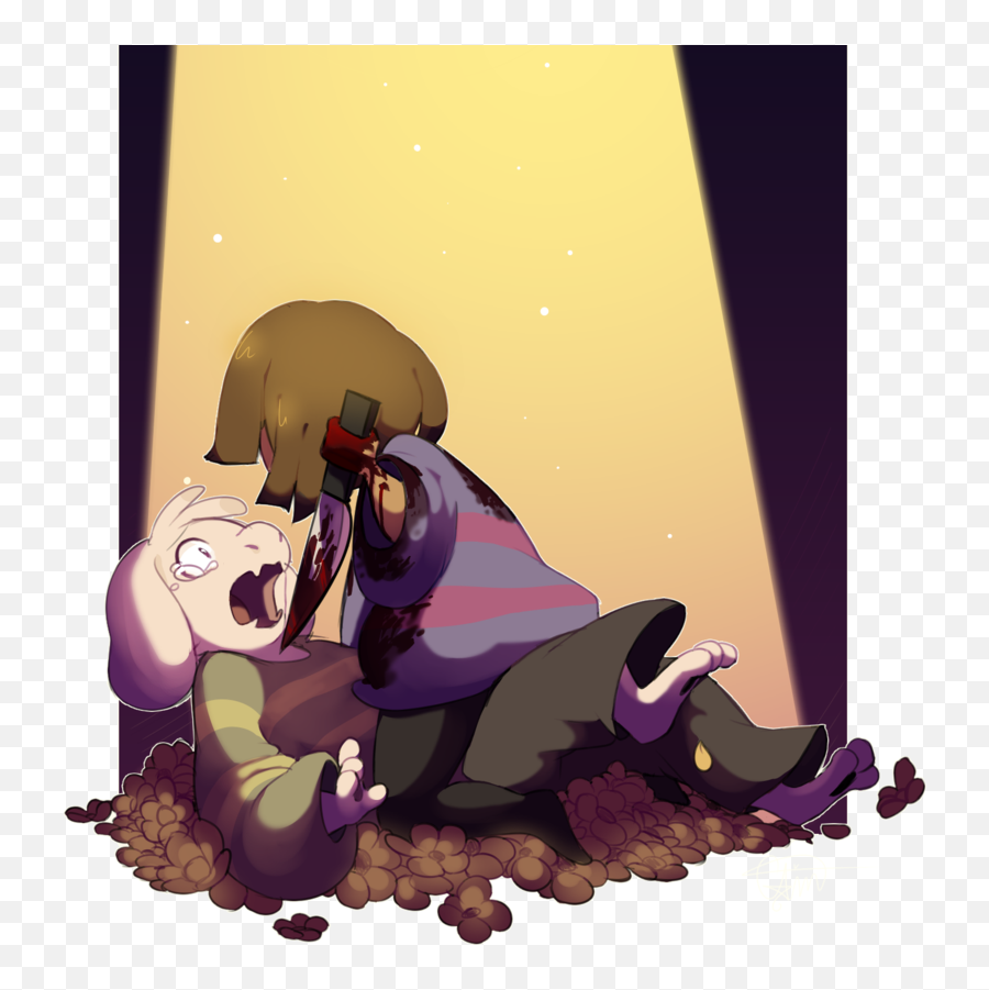 Download Asriel And Chara Sad Png Image - Undertale Frisk And Asriel Art Emoji,Chara Emoji