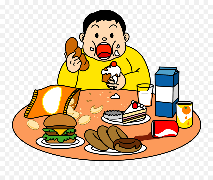 Eat Too Much Clipart - Png Download Full Size Clipart Eating Junk Foods Cartoon Emoji,Obesity Emoji