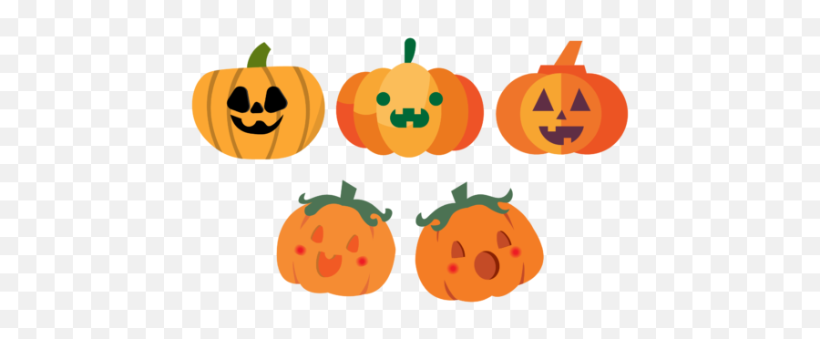 Halloween Pumpkin Cute Illustrations Emoji,Pumpkin Set With Different Emotions For Coloring