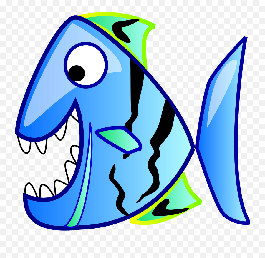 Blue Fish With Wide Open Mouth Clipart - Big Fish Clipart Emoji,Bluefish Emojis