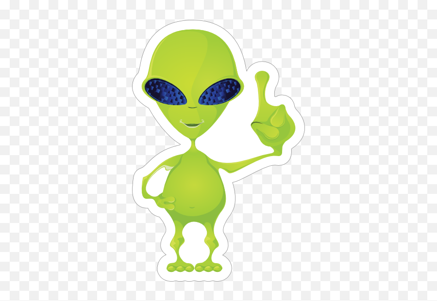 Green Alien With An Idea Sticker - Alien Thumb Up Png Emoji,Alien Emoji T Shirt Designs