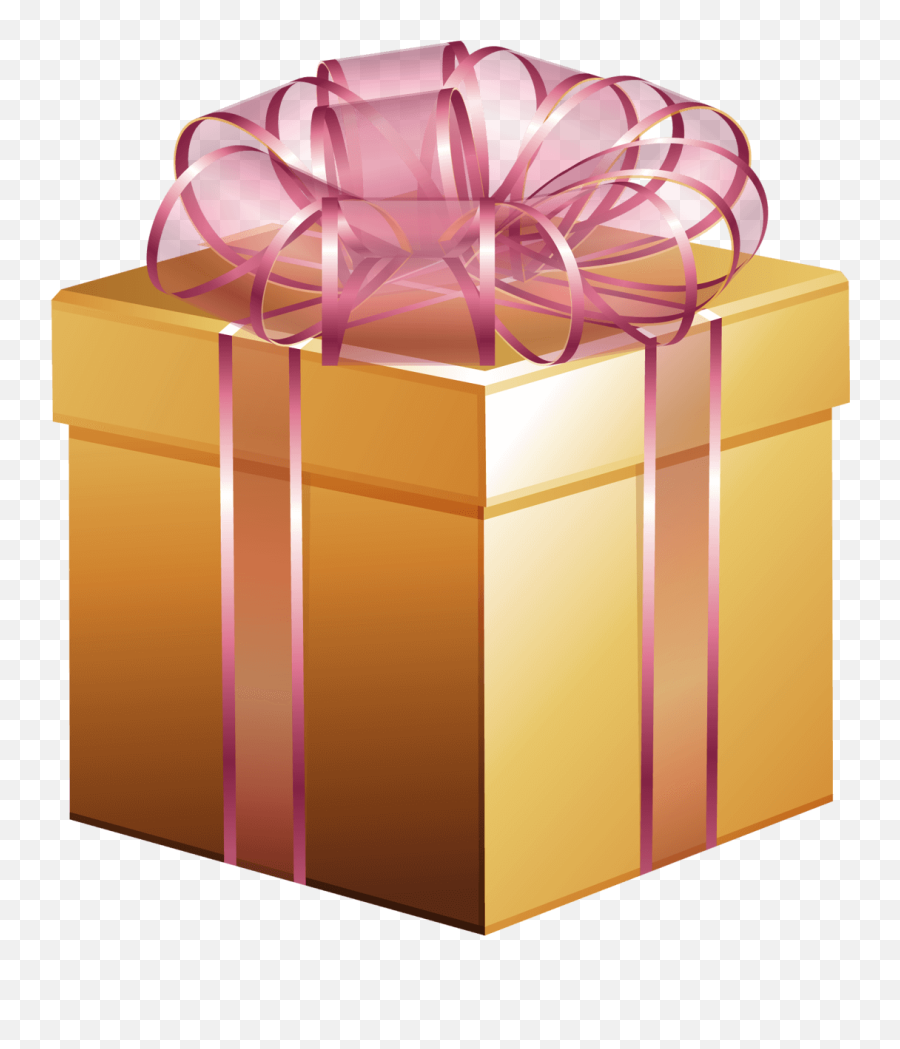 Abstract Large Gold Gift Box Pink Bow Png - Image Vector Gold Gift Transparent Background Emoji,October Ribbon Emoji