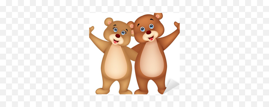 Bear Couple Cartoon Waving Hands Sticker U2022 Pixers - We Live Pareja De Osos Animados Png Emoji,Emotion De Ositos Para Wassap