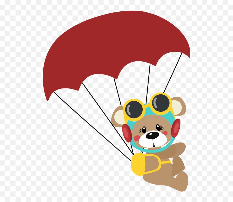 Cute Bear Pilot With Parachute Cuttable Svg And Printable Emoji,Bear+hot Emoji