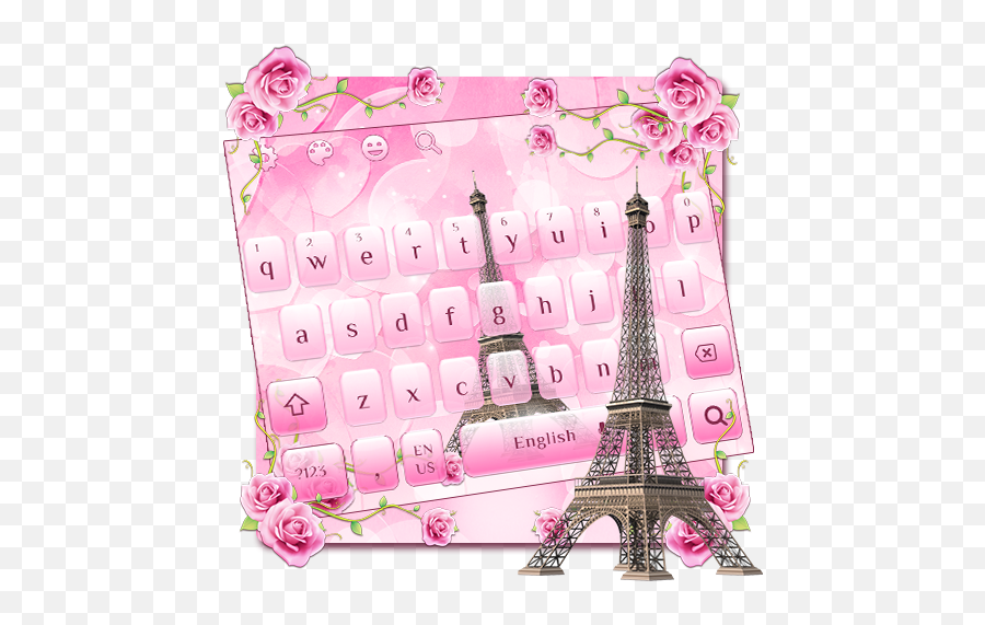 Pink Rose Paris Keyboard Theme Apk - Girly Emoji,Paris Emoji Keyboard