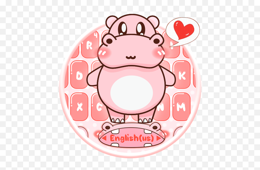 Pink Cute Hippo Keyboard Theme - Dot Emoji,Hippo Emoji Android