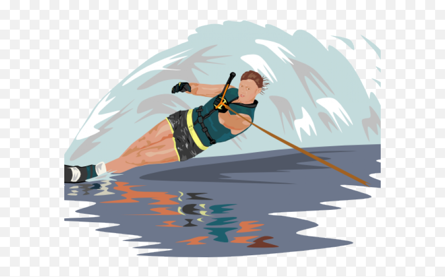 Stick Person Cartoon Slalom Ski Water - Poster Of Water Skiing Emoji,Wakeboard Emoji