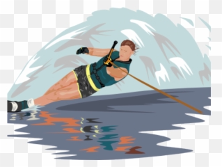 Stick Person Cartoon Slalom Ski Water - Poster Of Water Skiing Emoji,Wakeboard Emoji