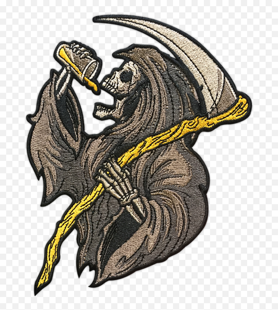 Large Drinkinu0027 Reaper Patch - Grim Reaper Beer Logo Emoji,Grim Reaper Emoticon Facebook